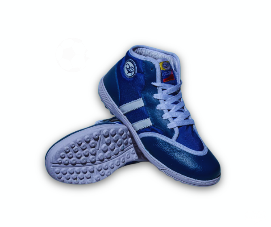 BOTA TORRETIN FUTSAL CUERO AZUL Y BLANCO