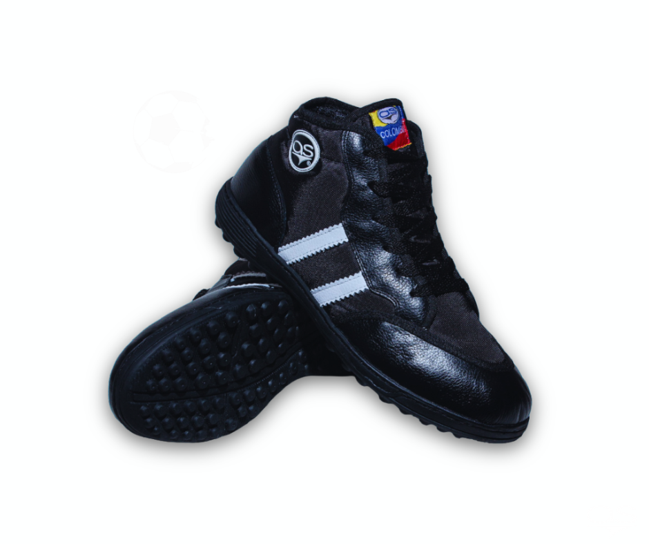 BOTA TORRETIN FUTSAL CUERO NEGRO Y BLANCO