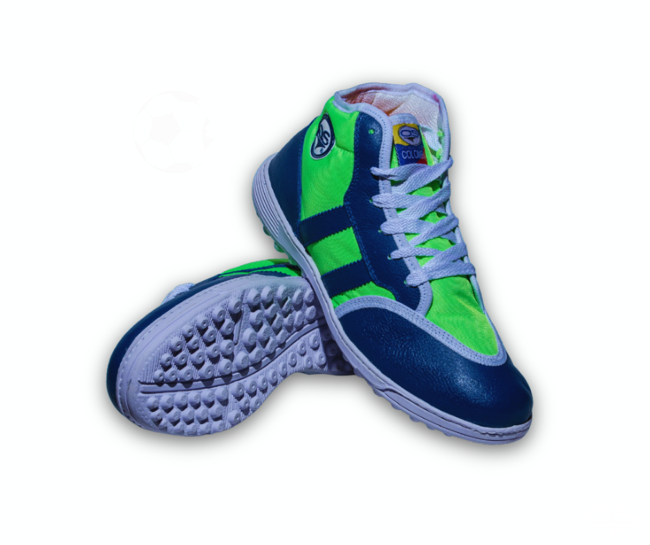 BOTA TORRETIN FUTSAL CUERO AZUL Y VERDE