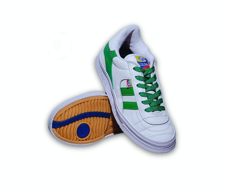 ZAPATILLA FUTSAL AS  BLANCO Y VERDE